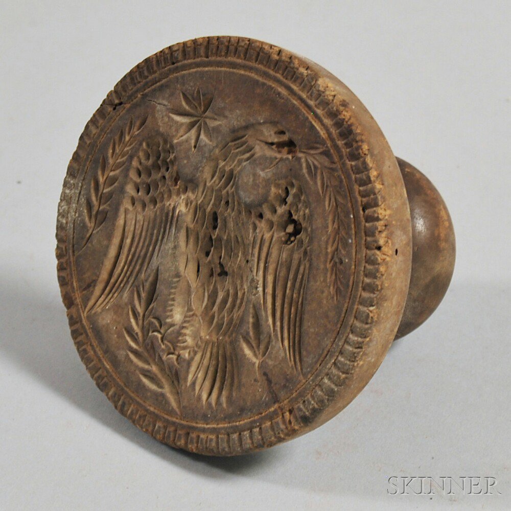 Appraisal: Carved Pine Eagle Butter Stamp America early th century dia