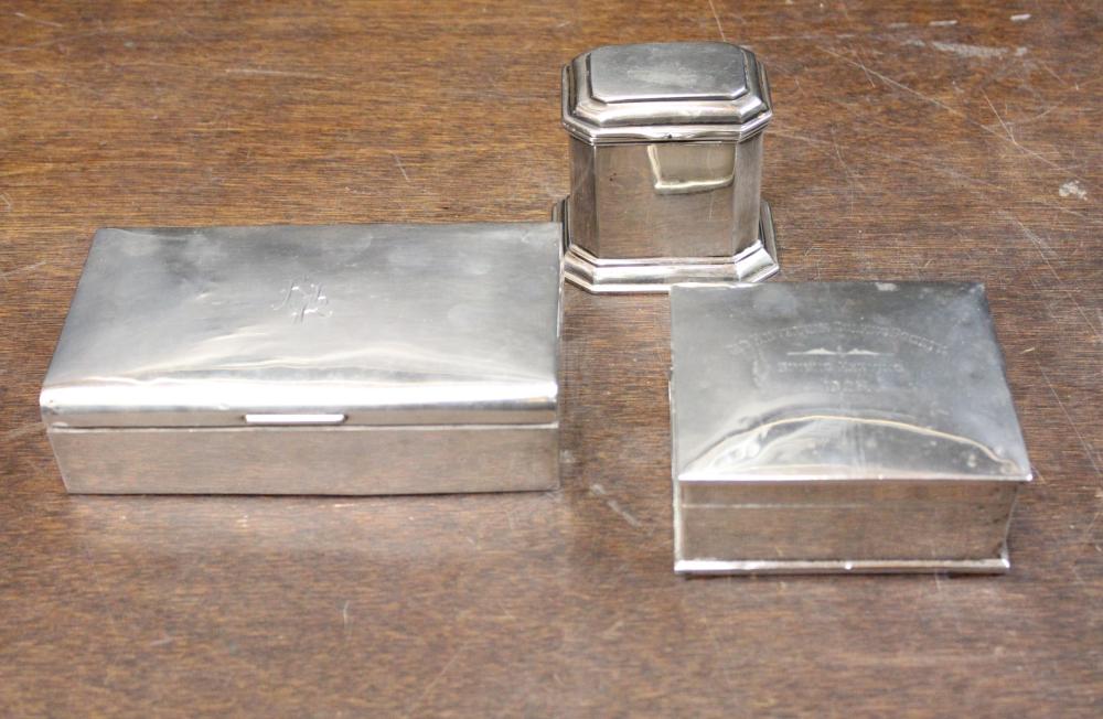 Appraisal: TH CENTURY LONDON STERLING SILVER TEA CADDY AND TWO BIRMINGHAM