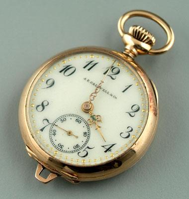 Appraisal: J E Caldwell pendant watch porcelain face and Swiss movement