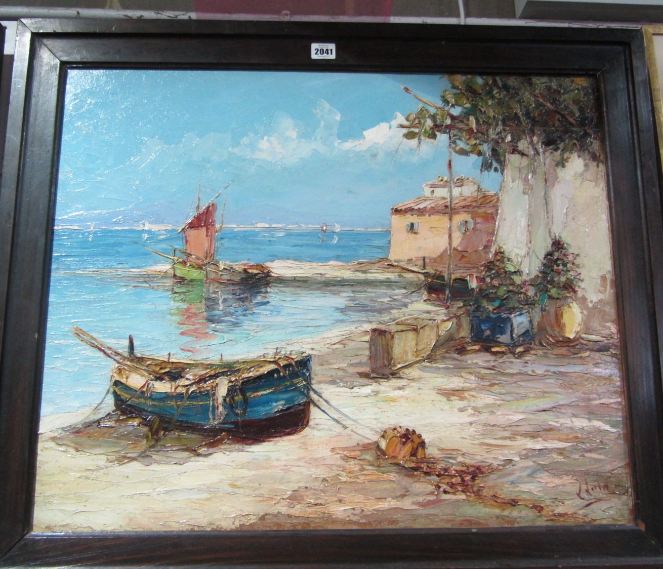 Appraisal: Italian school th century coastal scene oil