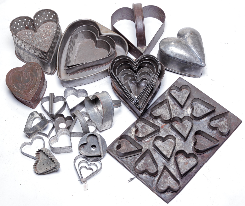 Appraisal: AMERICAN HEART SHAPED TINWARE Nineteenth - early th century Includes