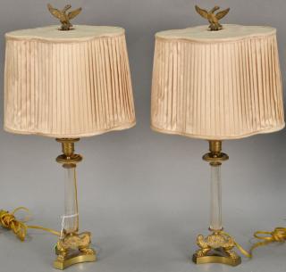 Appraisal: Pair of bronze and crystal boudoir table lamps made from