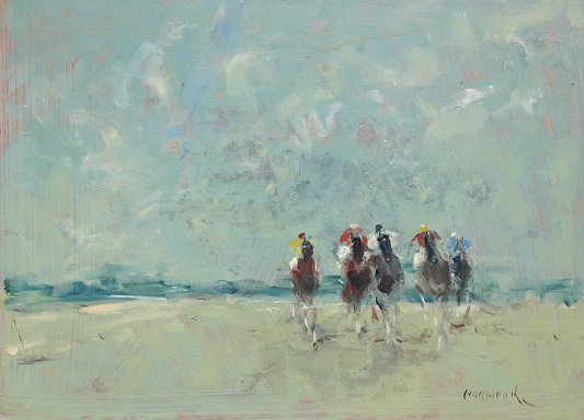 Appraisal: HORWOOD Charles British th C Horses Running on a Beach