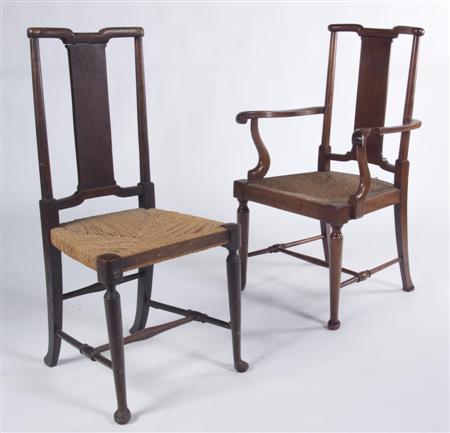 Appraisal: Five late th century matched dining chairs Probably by Richard