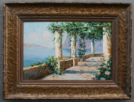 Appraisal: ILLEGIBLY SIGNED PAINTING OF SORRENTO ITALY OIL Canvas Board ''