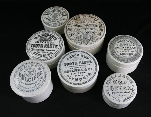 Appraisal: Seven Victorian toothpaste pots and covers