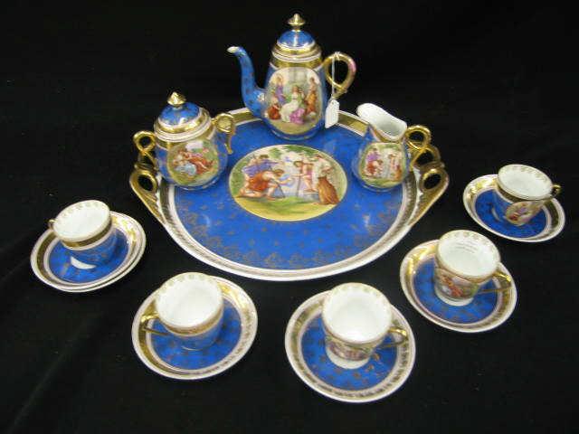 Appraisal: Fine Austria Porcelain Tea Service and Tray maidens courting scenes