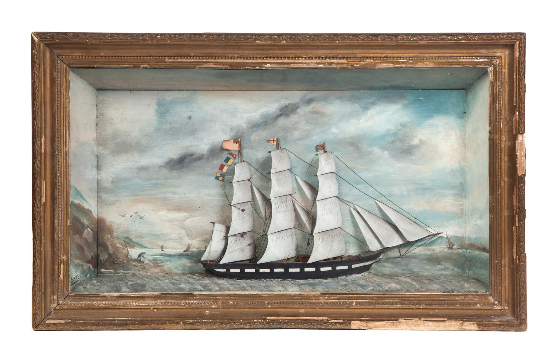 Appraisal: SHIP DIORAMA American or English rd quarter- th century Signed