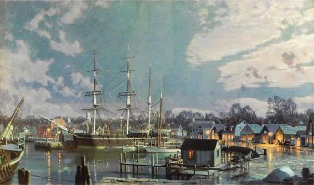 Appraisal: John Stobart English b The Charles W Morgan at Chubb's