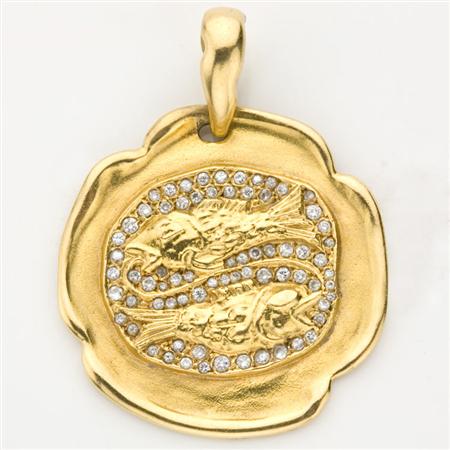 Appraisal: Gold and Diamond Pisces Pendant Estimate -