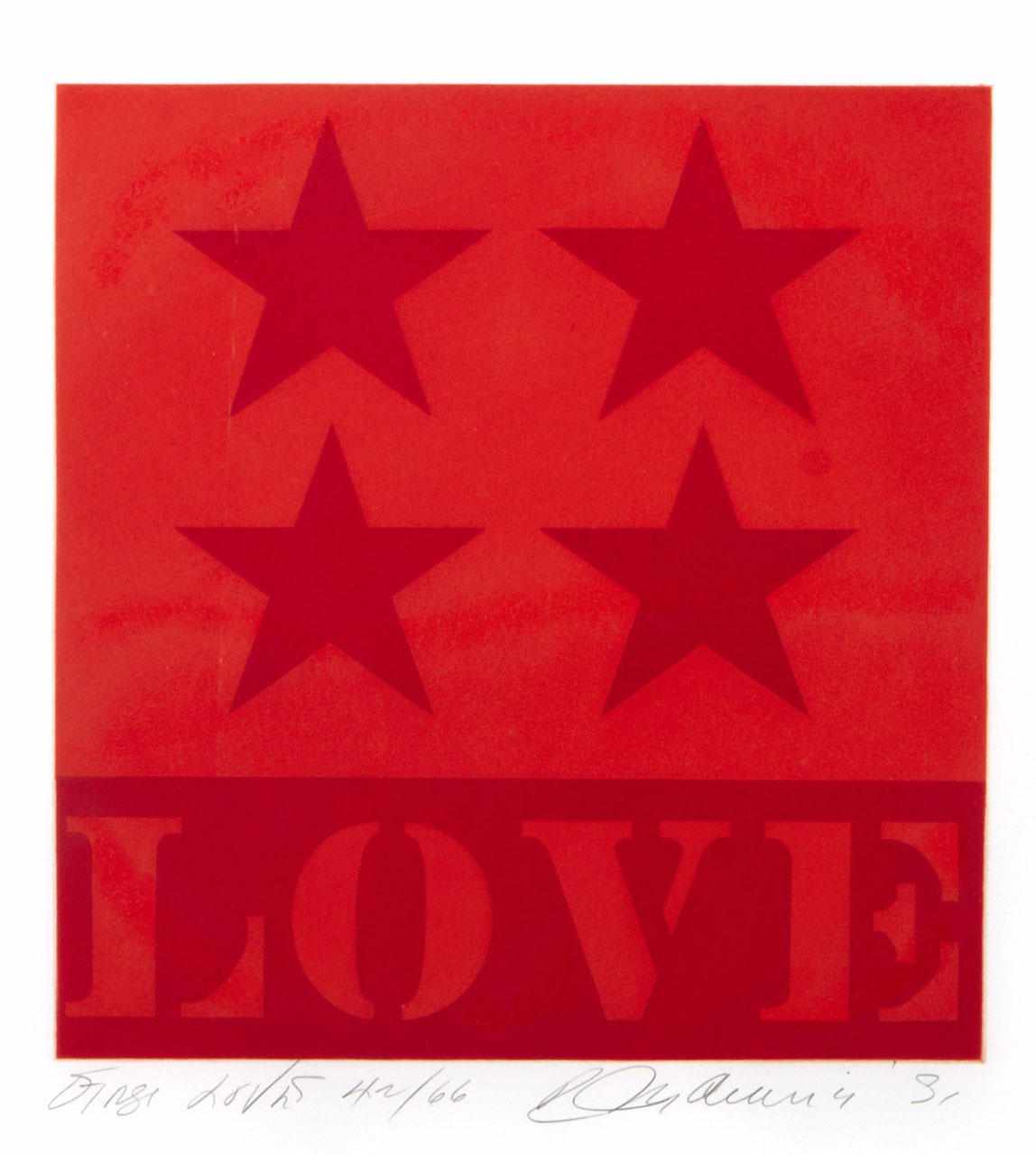 Appraisal: Robert Indiana American born First Love Aquatint in colors on