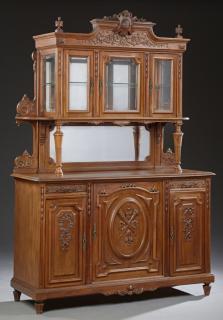 Appraisal: French Louis XVI Style Carved Walnut Buffet a Deux Corps