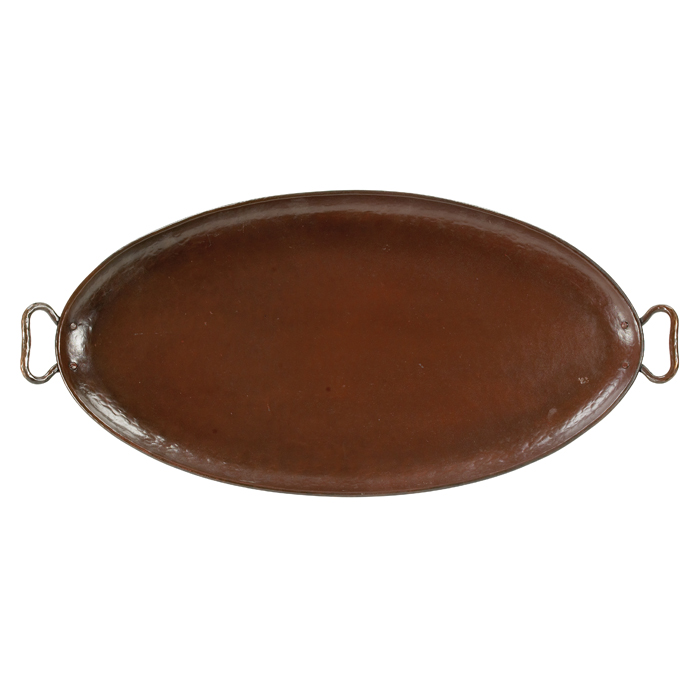 Appraisal: Gustav Stickley tray oval form in hammered copper with two