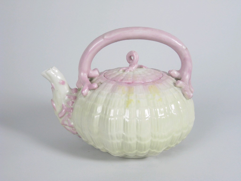 Appraisal: A Belleek second period Teapot shell and coral moulded with