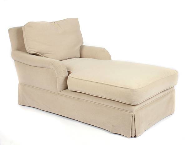 Appraisal: A fully upholstered chaise lounge height in length in width