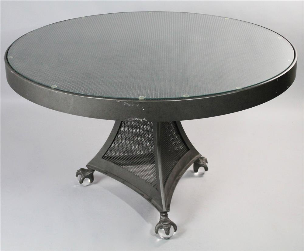 Appraisal: MIKE WEEKS NETTIE DARR CONTEMPORARY CIRCULAR STEEL PEDESTAL TABLE previously