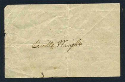 Appraisal: piece Slip Signed Wright Orville On verso Signed March