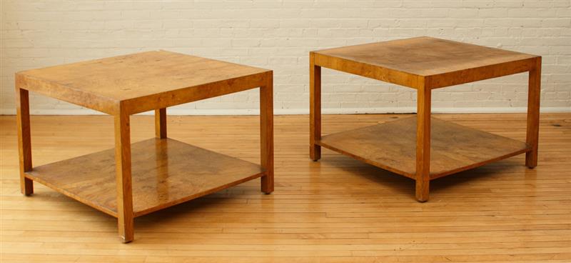 Appraisal: PAIR OF CUSTOM MODERN LARGE BURL ELM END TABLES Both