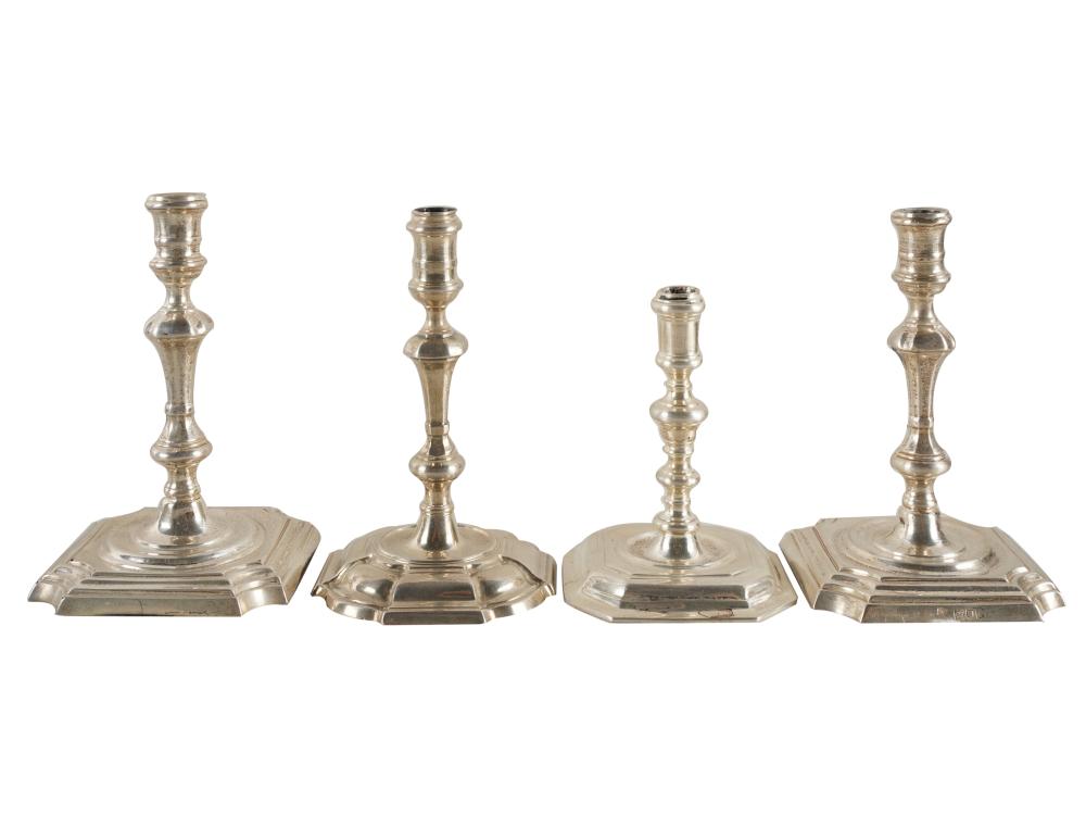 Appraisal: ASSEMBLED GROUP OF GEORGIAN SILVER CANDLESTICKScomprising one weighted pair Thomas