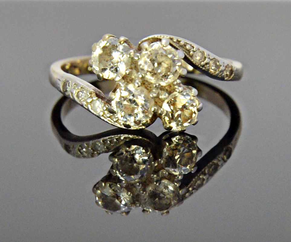 Appraisal: A white gold and diamond ring claw set with the