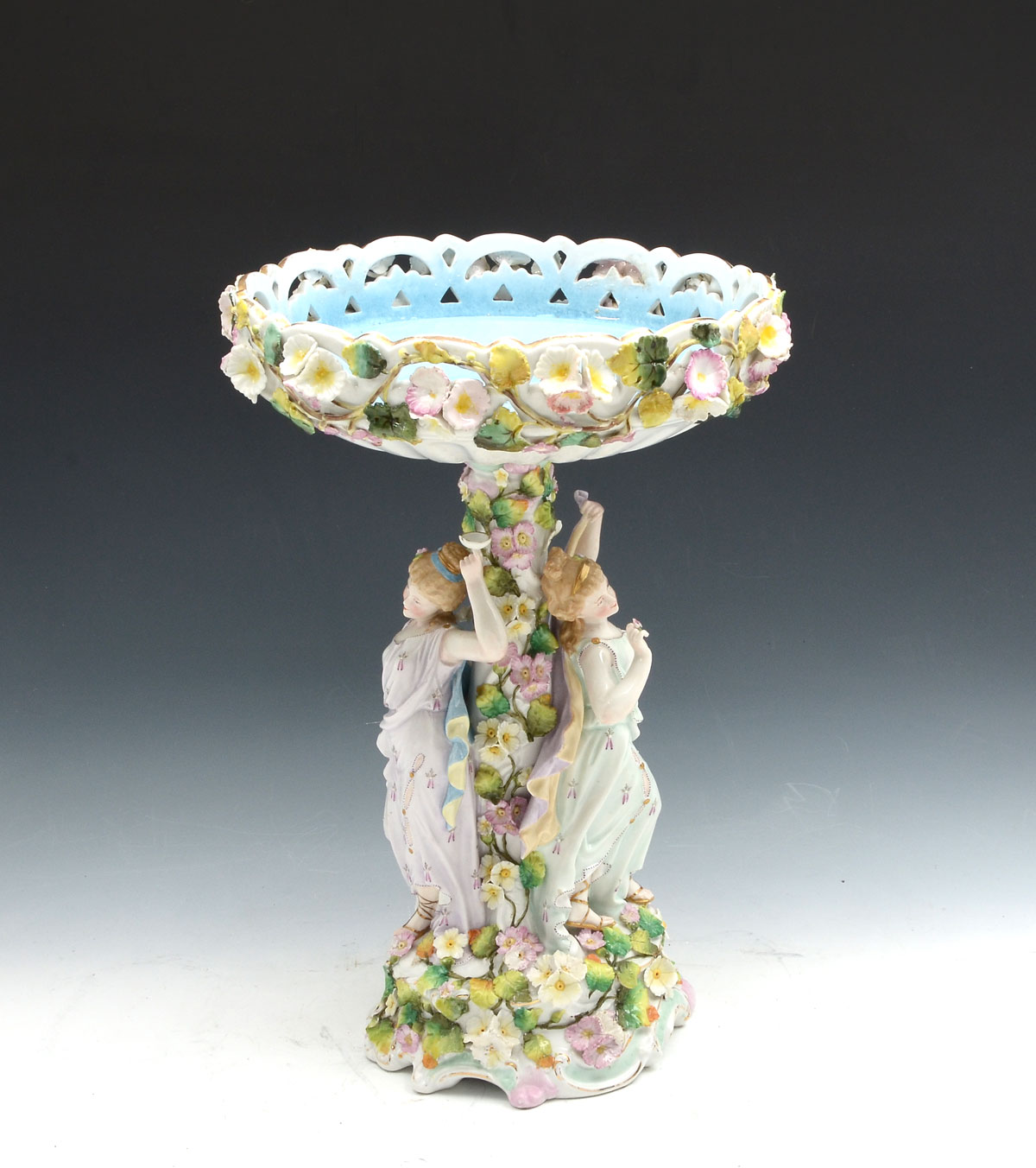 Appraisal: CONTINENTAL PORCELAIN FIGURAL COMPOTE Continental Porcelain compote having female figures