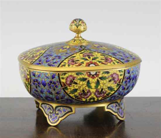 Appraisal: A th century Ferdinand Barbedienne gilt bronze and enamel box