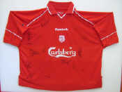 Appraisal: A red Liverpool football shirt signed by members of the