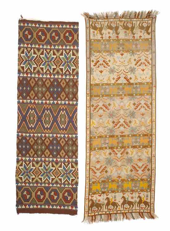 Appraisal: A Pair of Northeast Persian Wool Runners one having geometric