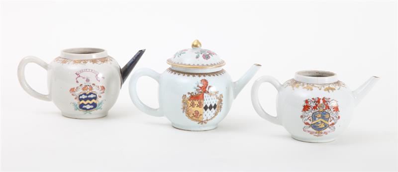 Appraisal: CHINESE EXPORT FAMILE ROSE ARMORIAL PORCELAIN TEAPOT AND COVER AND