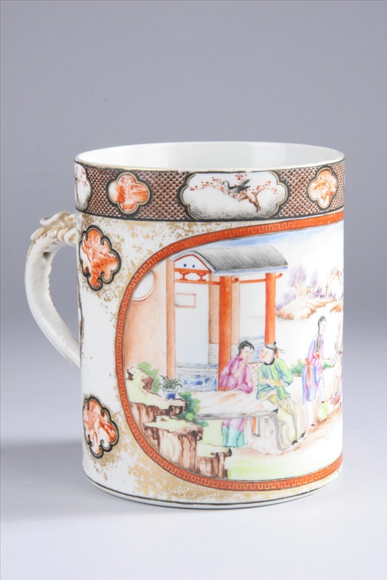 Appraisal: CHINESE EXPORT FAMILLE ROSE PORCELAIN ROCKEFELLER PATTERN MUG Circa -