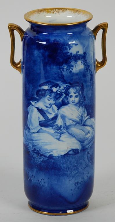 Appraisal: ROYAL DOULTON 'BLUE CHILD' TWO HANDLED CHINA VASE cylindrical form