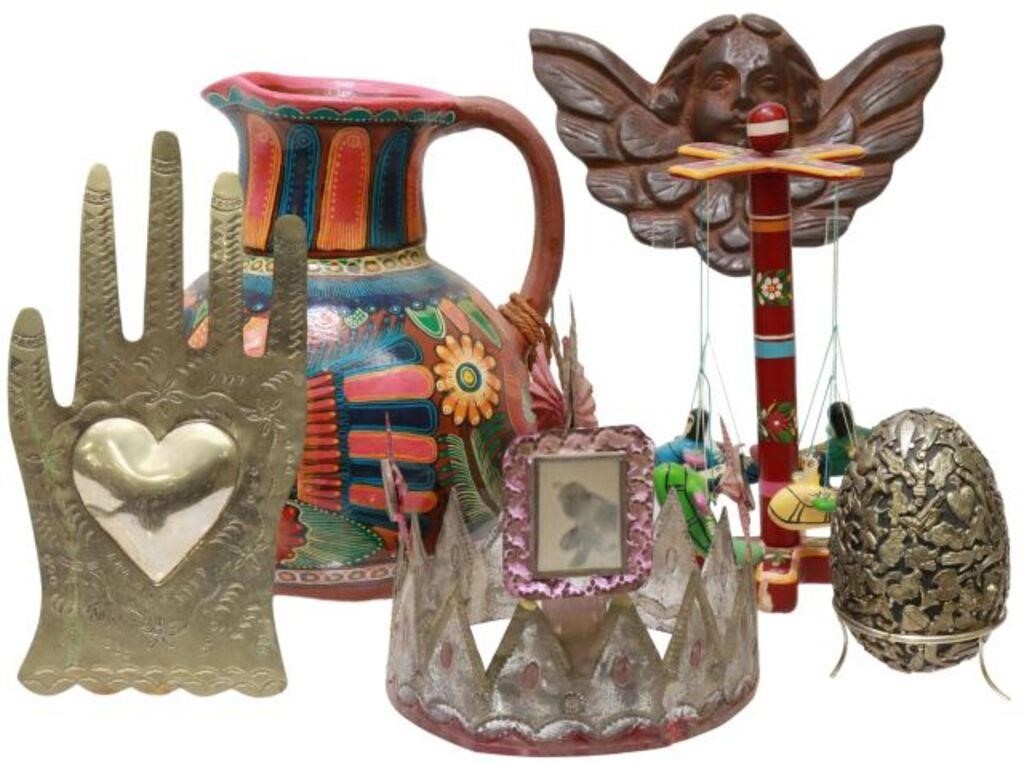 Appraisal: lot of Mexican folk art items highlights include hand painted