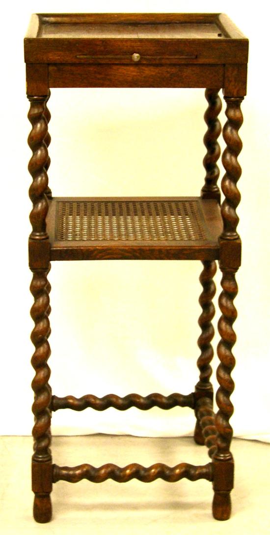 Appraisal: Two tier barley twist leg stand with square top oak