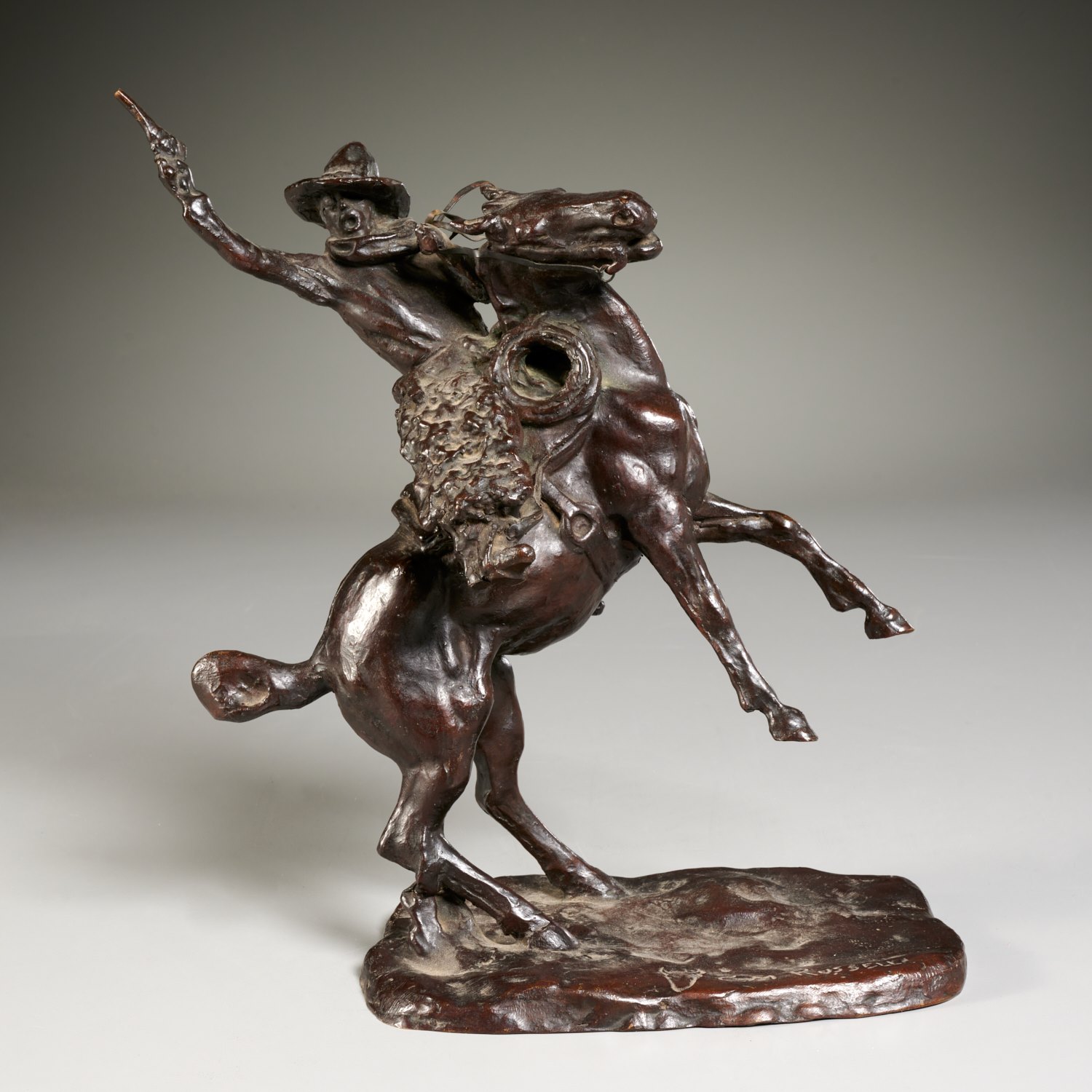 Appraisal: C M RUSSELL AFTER BRONZE FIGURAL GROUP After Charles Marion