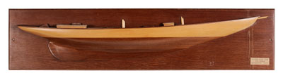 Appraisal: Half-Hull Model of The Columbia th century laminated mahogany and