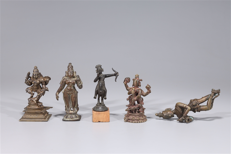 Appraisal: Group of five antique Indian bronze figures four with bases