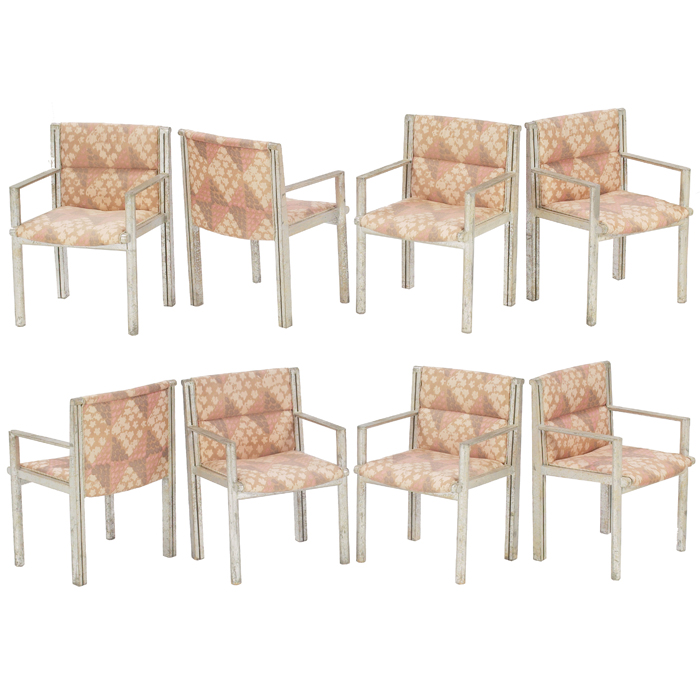 Appraisal: Ron Seff dining chairs eight wood frames with silver leaf