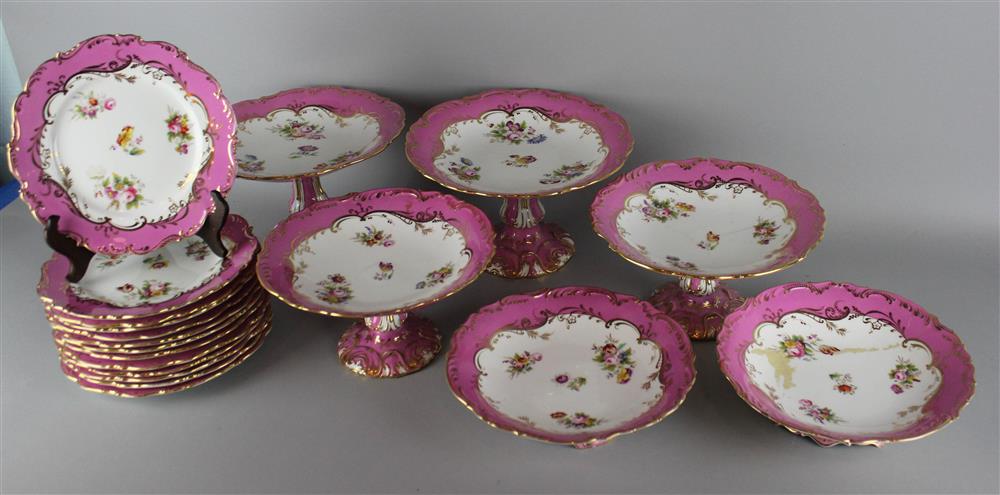 Appraisal: TH C COALPORT DESSERT SET TO INCLUDE SIX ASSORTED TAZZAE