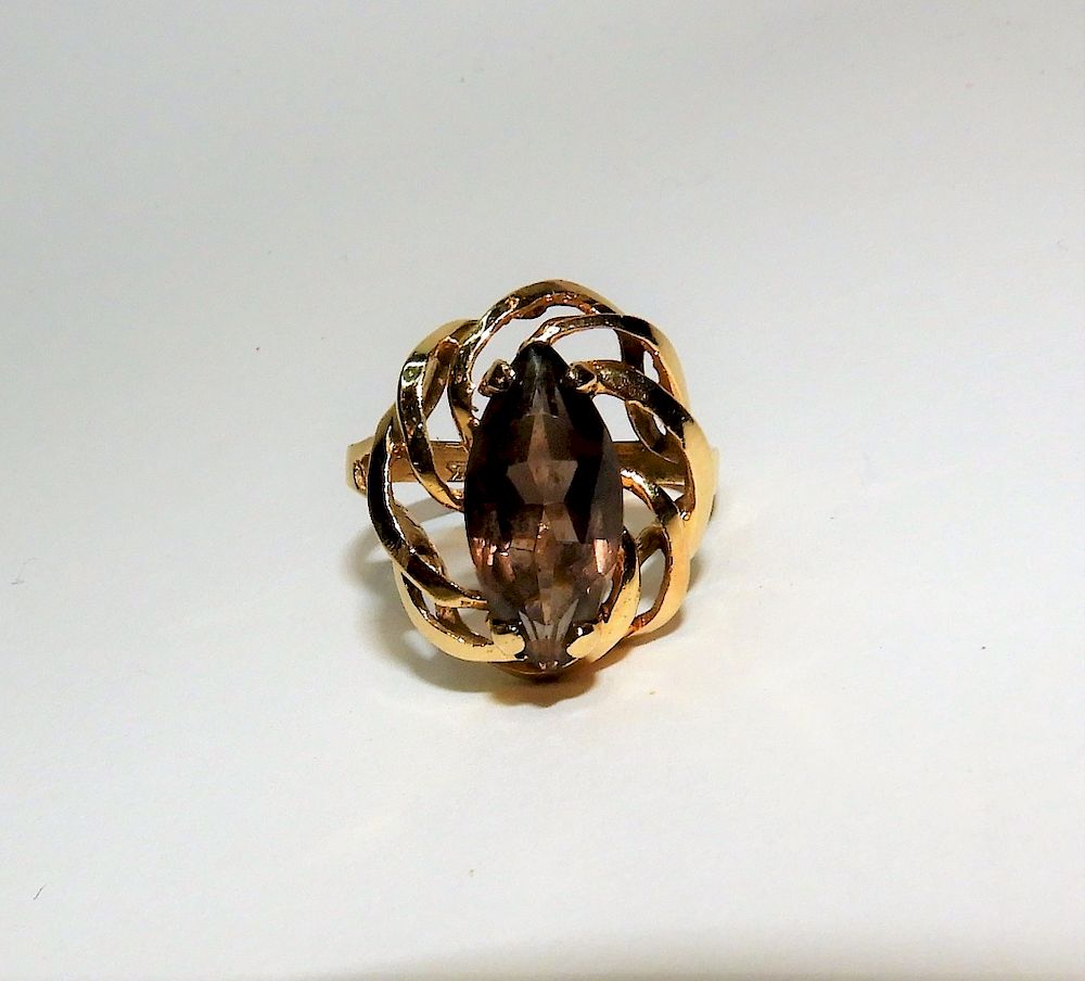 Appraisal: K Gold Marquis Cut Lady's Citrine Ring Unknown th Century