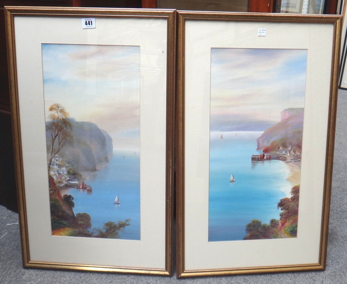 Appraisal: Garman Morris H - Clovelly Babbacombe Bay a pair gouache