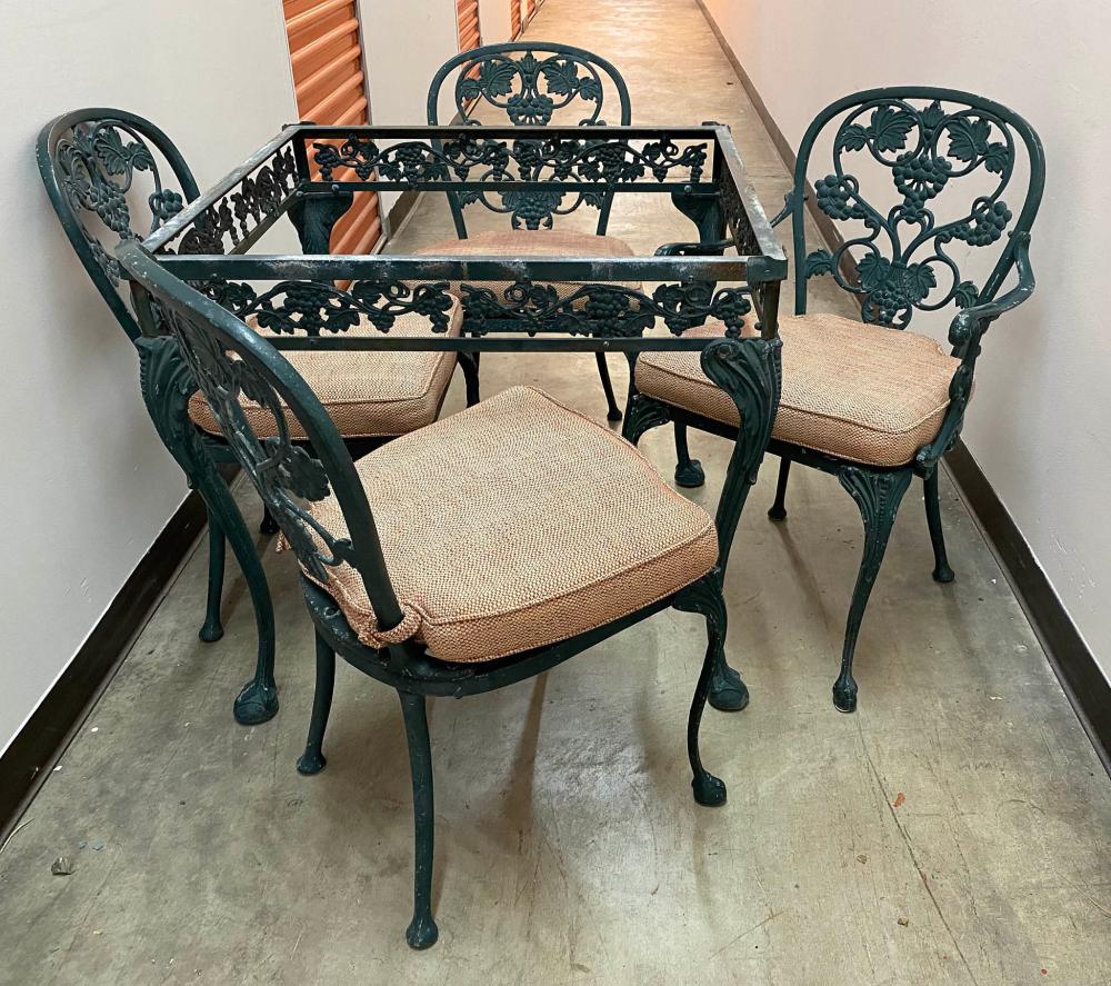 Appraisal: SUITE OF ZINC IRON COMPOUND PATIO FURNITUREAmerican th Century In