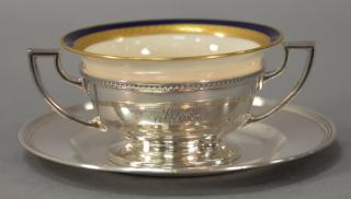 Appraisal: Set of eight sterling silver handled cups and saucers with