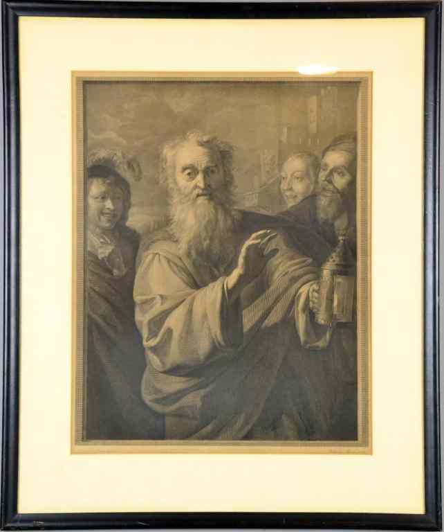 Appraisal: Salvatore Rosa Etching On PaperDepicting probably Socrates holding a punched