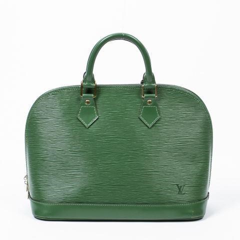 Appraisal: Louis Vuitton Alma PM handbag in green epi leather with