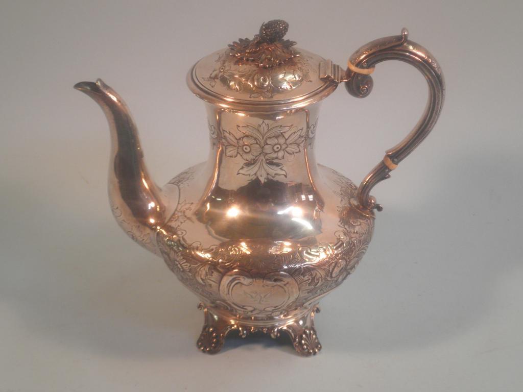 Appraisal: A William IV silver teapot by Richard Pearce George Burrows