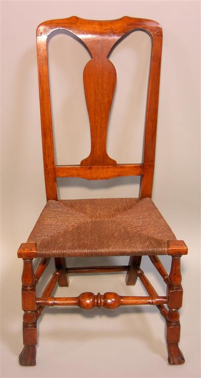 Appraisal: WILLIAM AND MARY RUSH SEAT CHAIR the shaped crest over