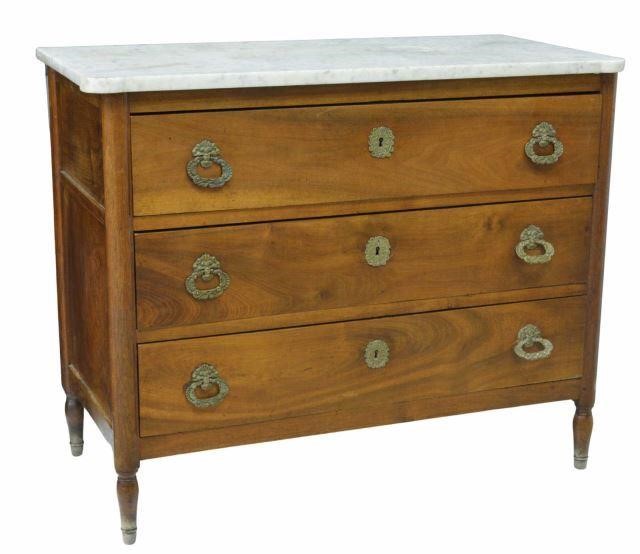 Appraisal: French Louis XVI style commode th c rectangular marble top