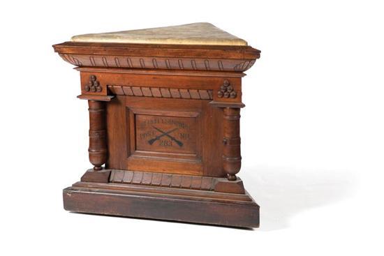 Appraisal: GAR STAND American late th century walnut Three-sided podium with