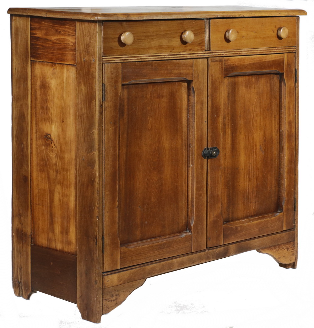 Appraisal: SCRUBBBED PINE LOW CUPBOARD Scrubbed pine low cupboard with two