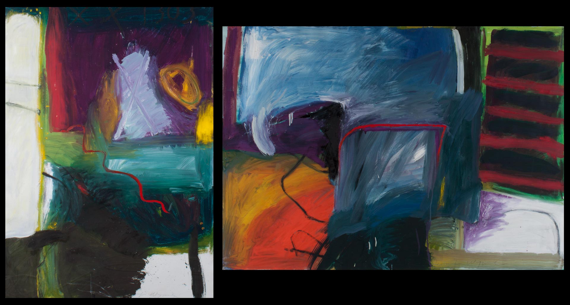 Appraisal: Jennifer Wynne Two Abstract Compositions on paper American late th